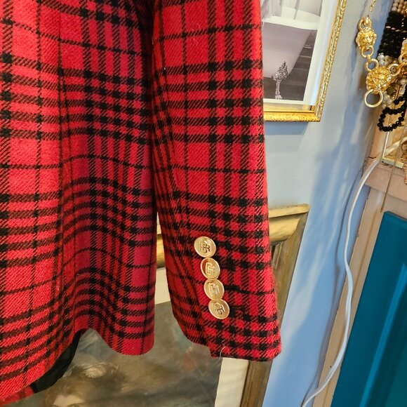 Banana Republic Red Plaid Captains Blazer Size 4 - Picture 5 of 12